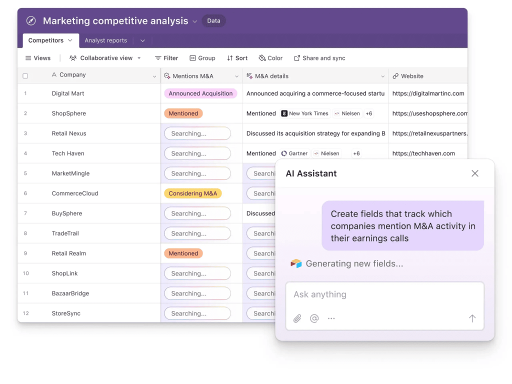 AI web research & data enrichment in airtable ai