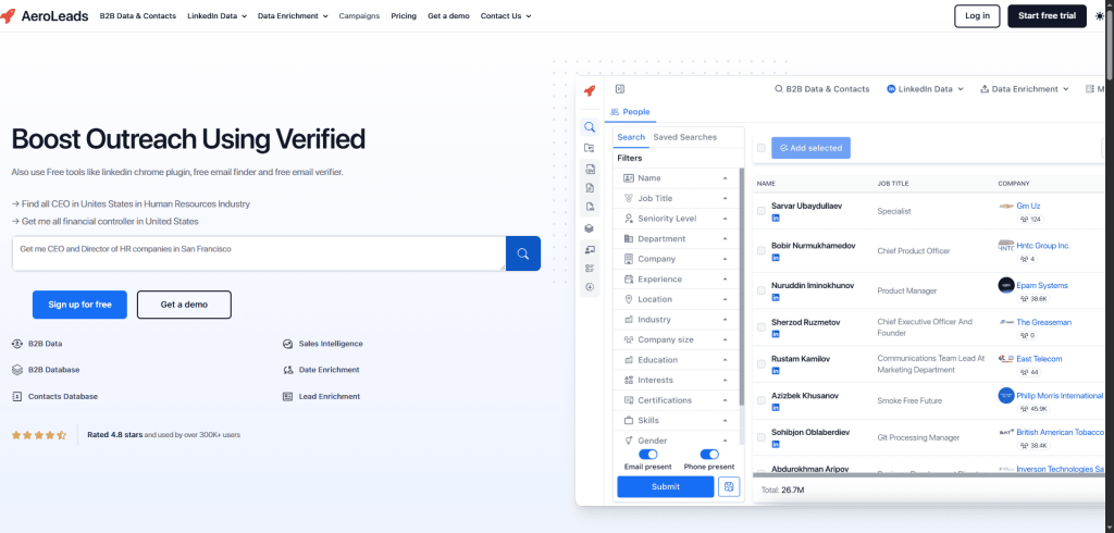 AeroLeads, an an email permutator