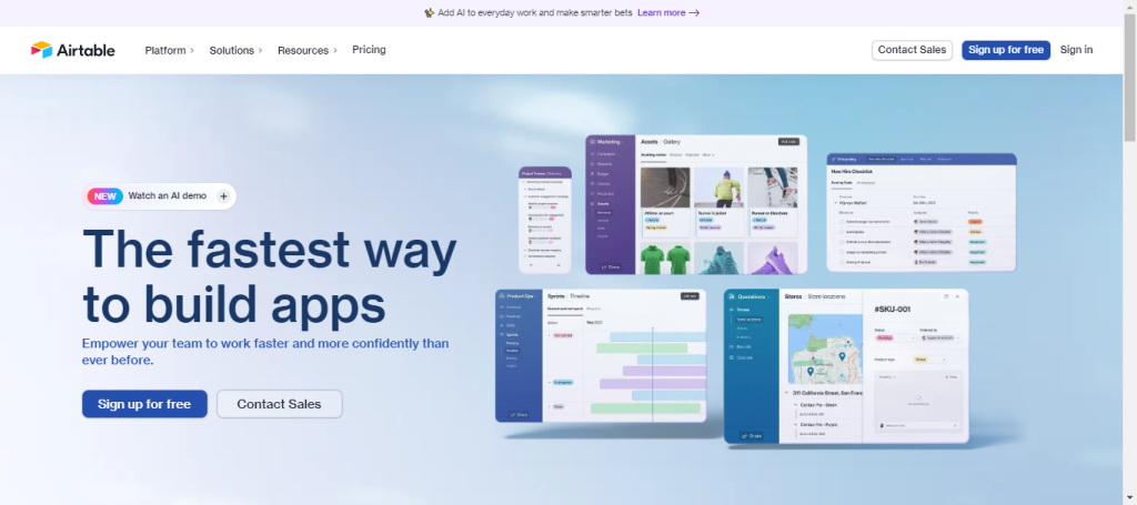 Airtable, ferramenta de vendas grátis
