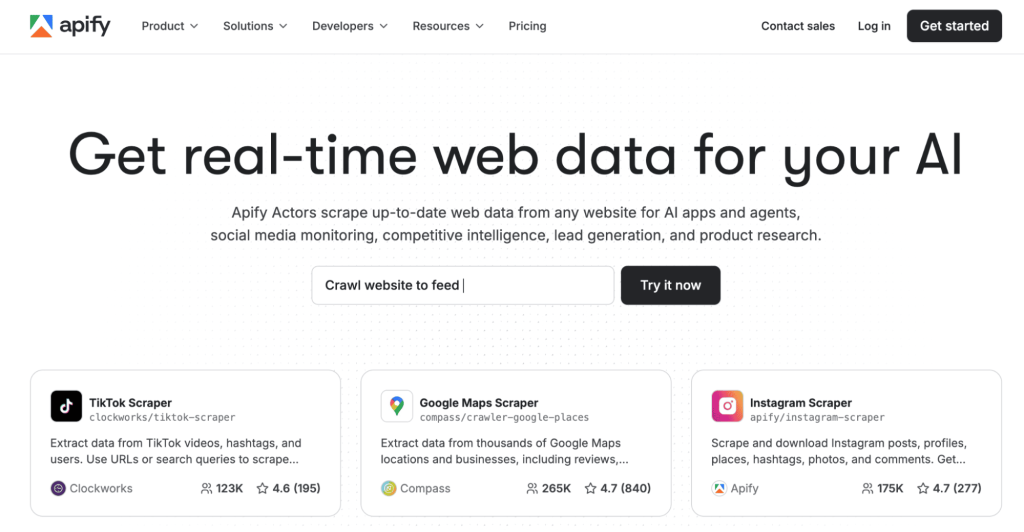 Apify as one of the Phantobuster alternatives