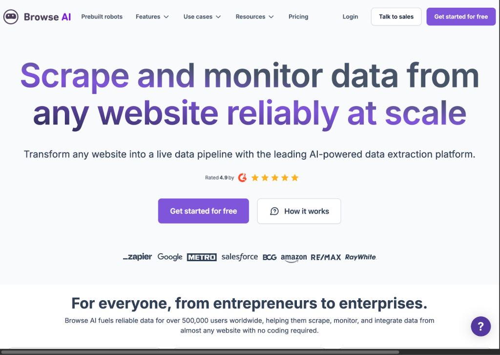 Browse AI, one of the ai products to sell