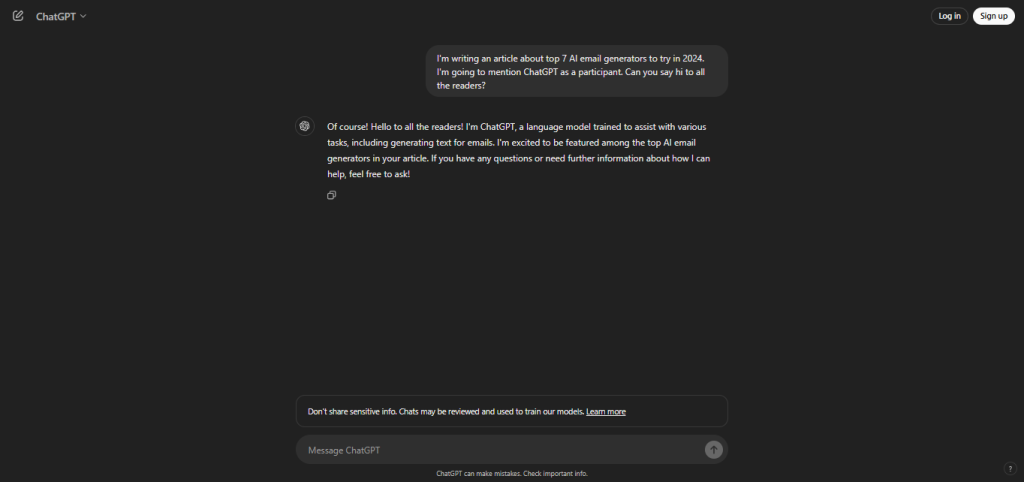ChatGPT as an ai email generator