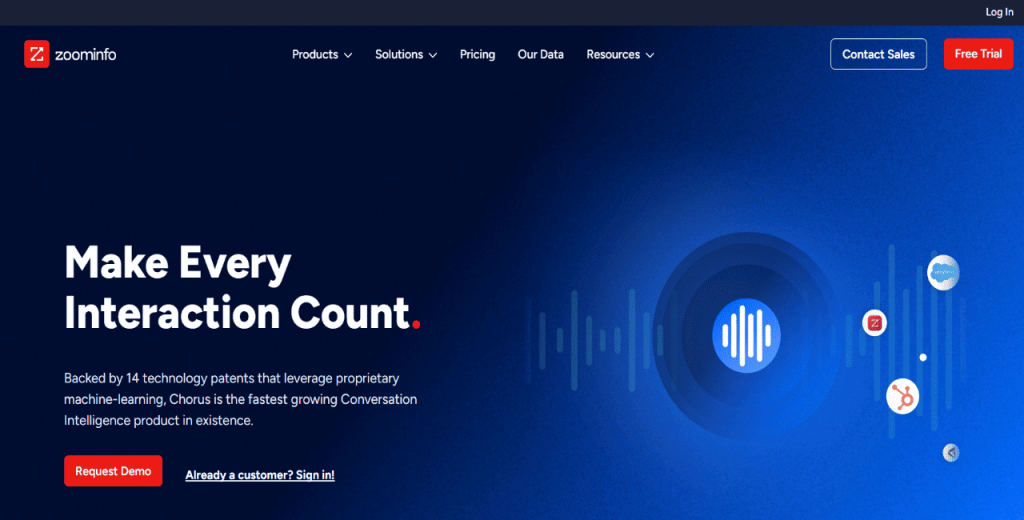 Chorus (by ZoomInfo) as an ai sales coaching tool