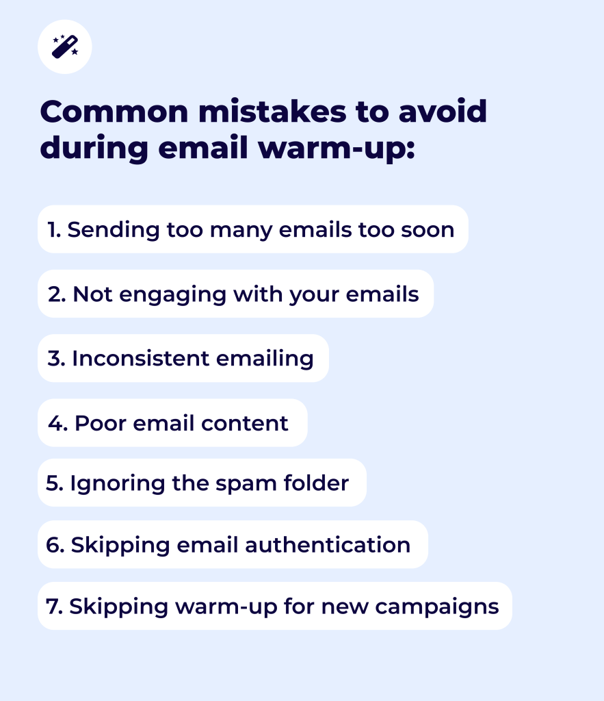 Common mistakes in email warming