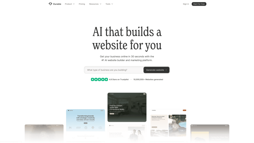 Durable ai tool to sell