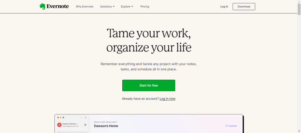 Evernote, ferramenta de vendas grátis