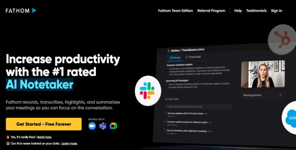 Fathom, as an ai meeting assistant for in person meetings