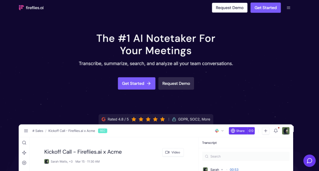 Fireflies as one of the AI sales tools