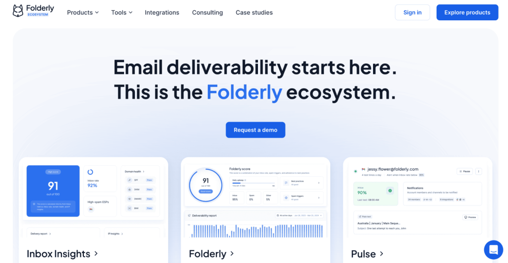 Folderly as one of email deliverability tools