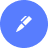 Blue circular edit button with a white pencil and ruler icon indicating edit action.