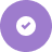 Purple circular success icon with a white checkmark indicating completion