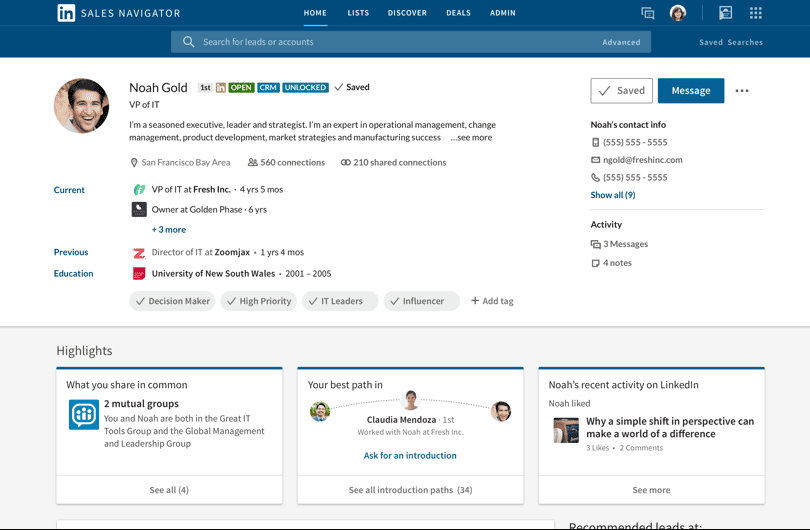 How do you use lead and account pages effectively and other sales navigator tips