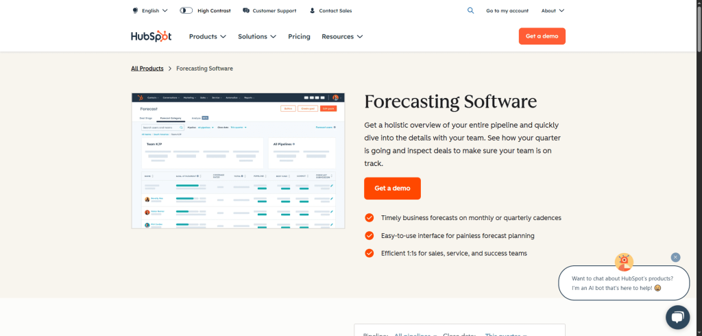 HubSpot AI Forecasting software