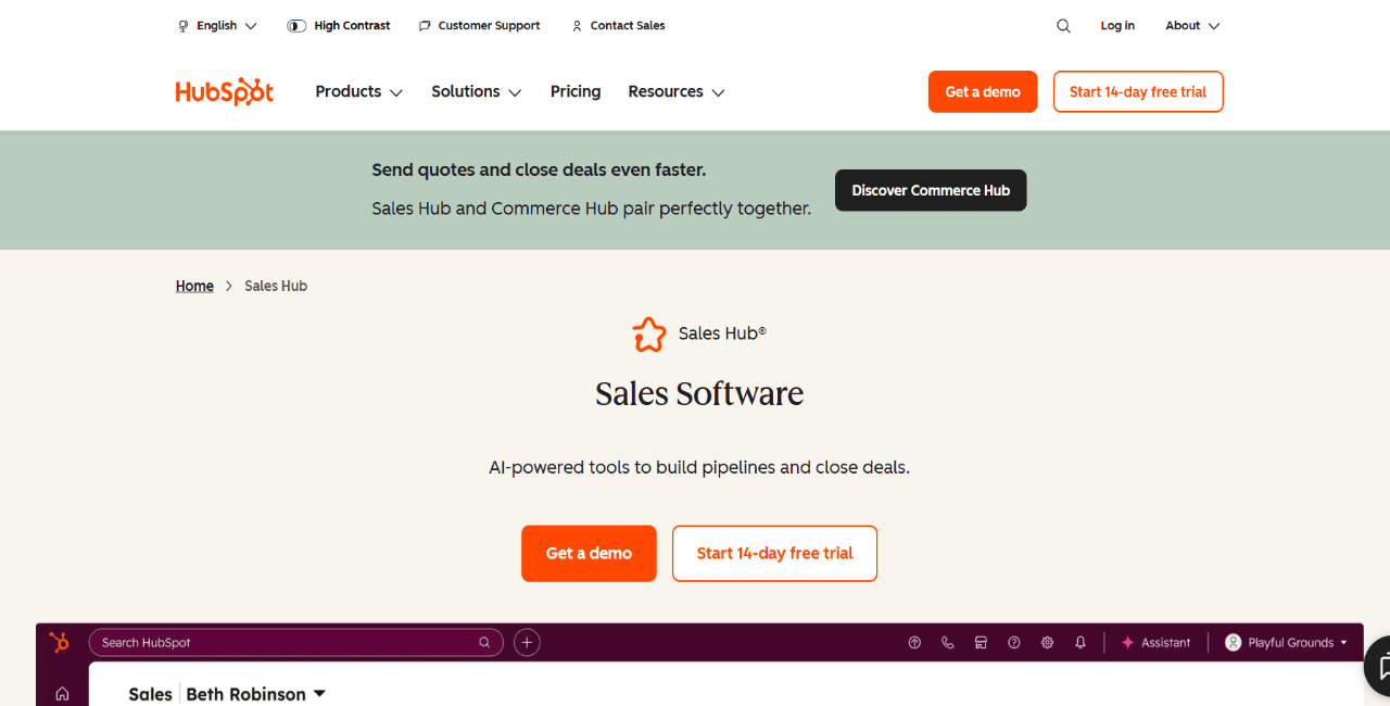 HubSpot Sales Hub as one of the salesloft alternatives