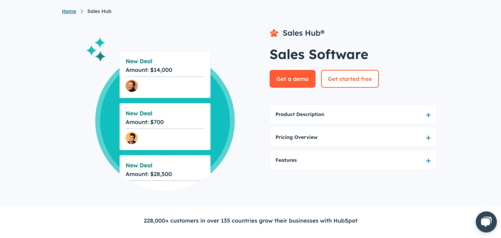 HubSpot Sales Hub one of the list of linkedin outreach automation tools is