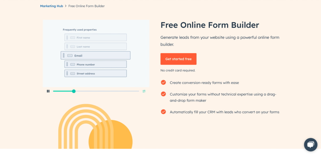 best inbound marketing tools includes Hubspot form builder