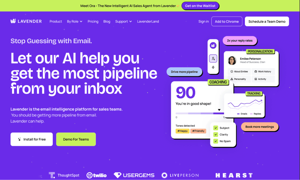 Lavender as a sales acceleration software