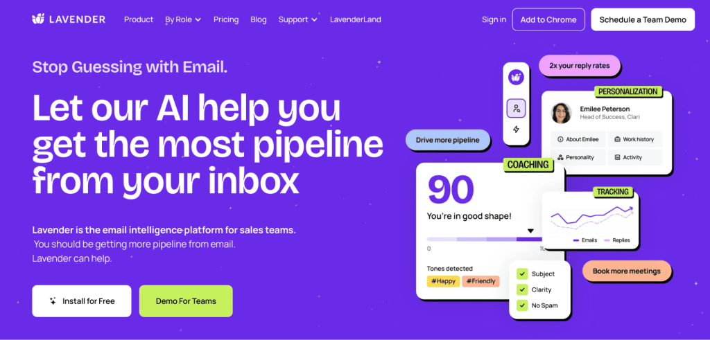 Lavender for ai sales funnel