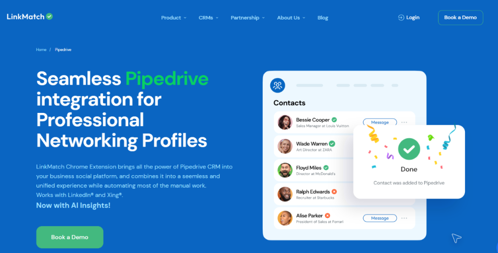 LinkMatch as a way to build pipedrive linkedin integration