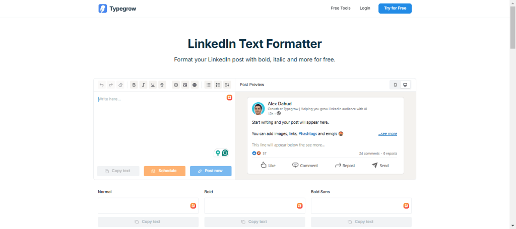 linkedin post formatting with the specific tool