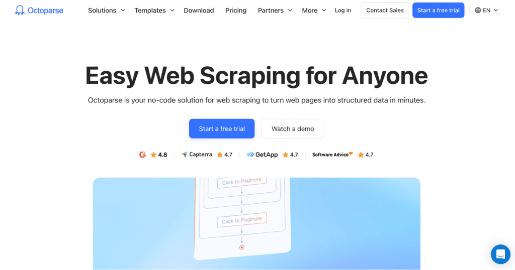 Octoparse as one of the Phantobuster alternatives