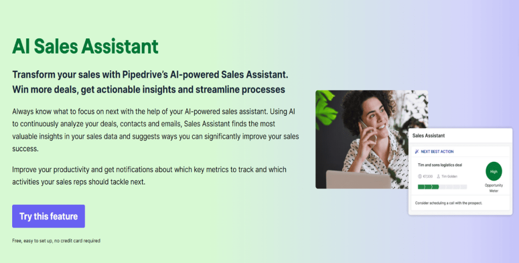 Pipedrive with AI Sales Assistant as your ai-based crm