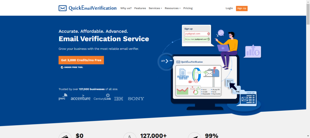 QuickEmailVerification, ferramenta de vendas grátis