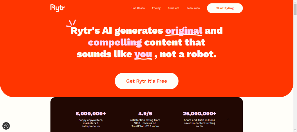 Rytr, ferramenta de vendas grátis