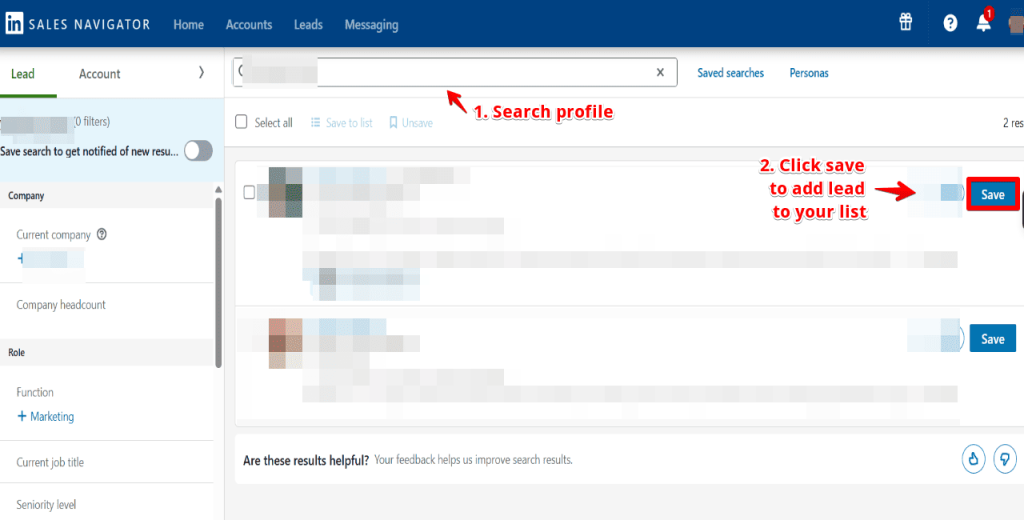 Saving leads and accounts nd export linkedin sales navigator leads to excel
