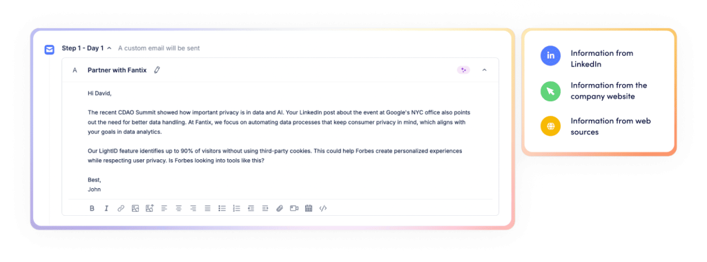 Send personalized outreach without starting from scratch