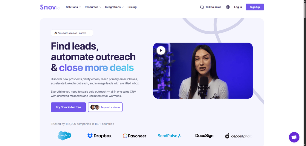 b2b lead enrichment with Snov.io