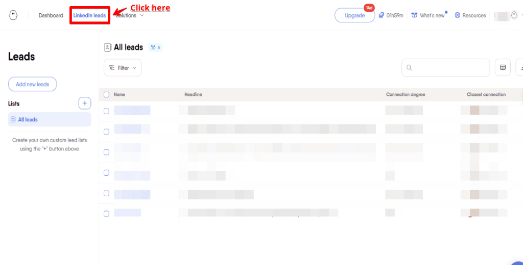 Step 4 Access Your Sales Navigator List Inside PhantomBuster
