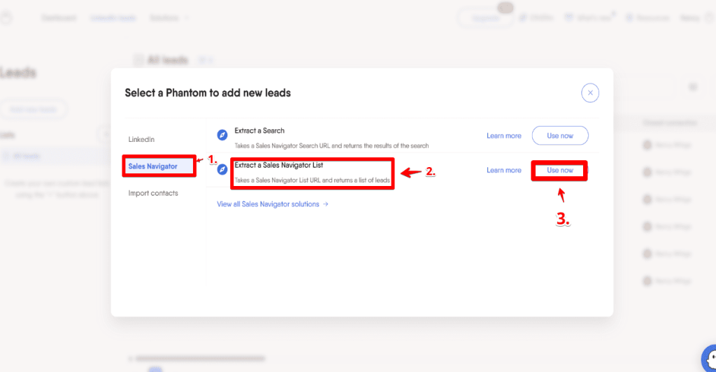 Step 4 Access Your Sales Navigator List Inside PhantomBuster - 2