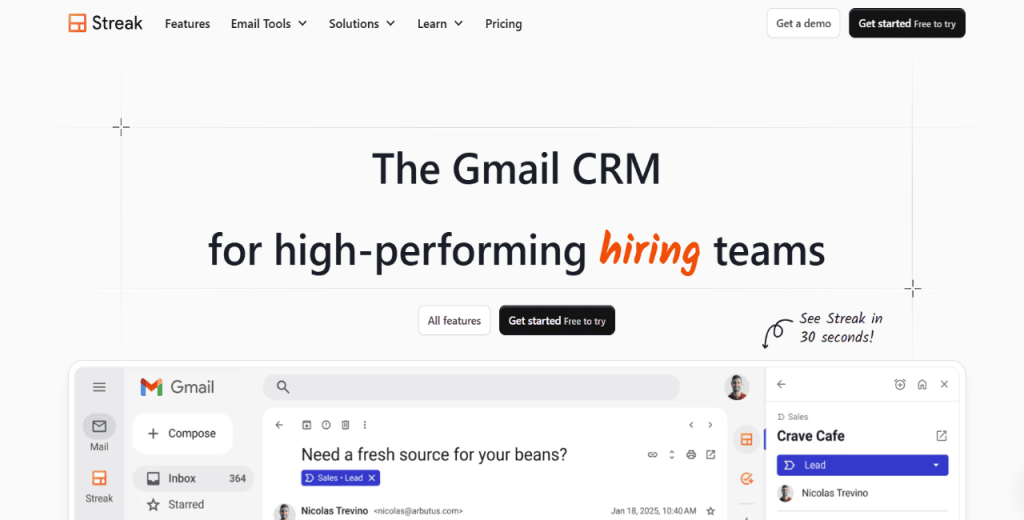 Streak as a personal CRM