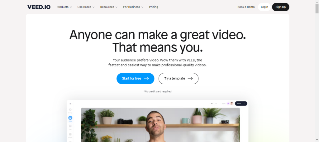 VEED AI Video Generator, ferramenta de vendas grátis
