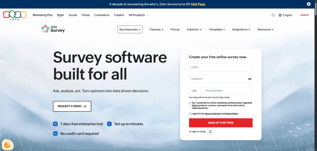 ai tools used for market research include Zoho Survey