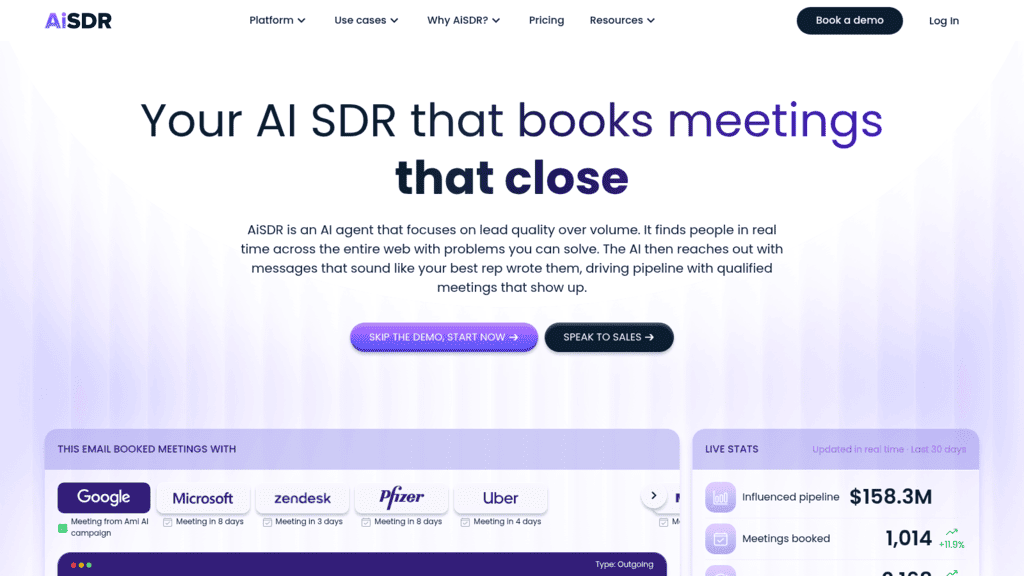 AiSDR as one of the best ai appointment setters