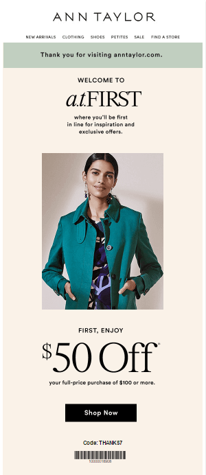 Ann Taylor simple and tasteful email design