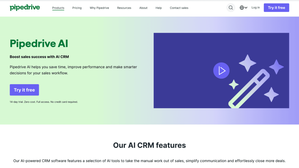 best ai tools for small business includes pipedrive