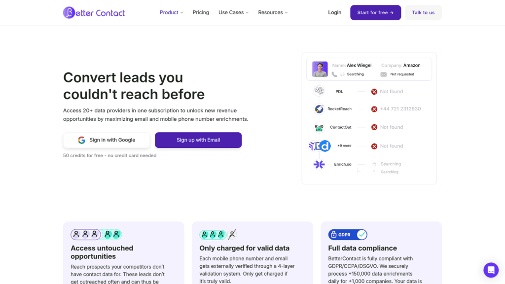 BetterContact as one of the best lead enrichment apis