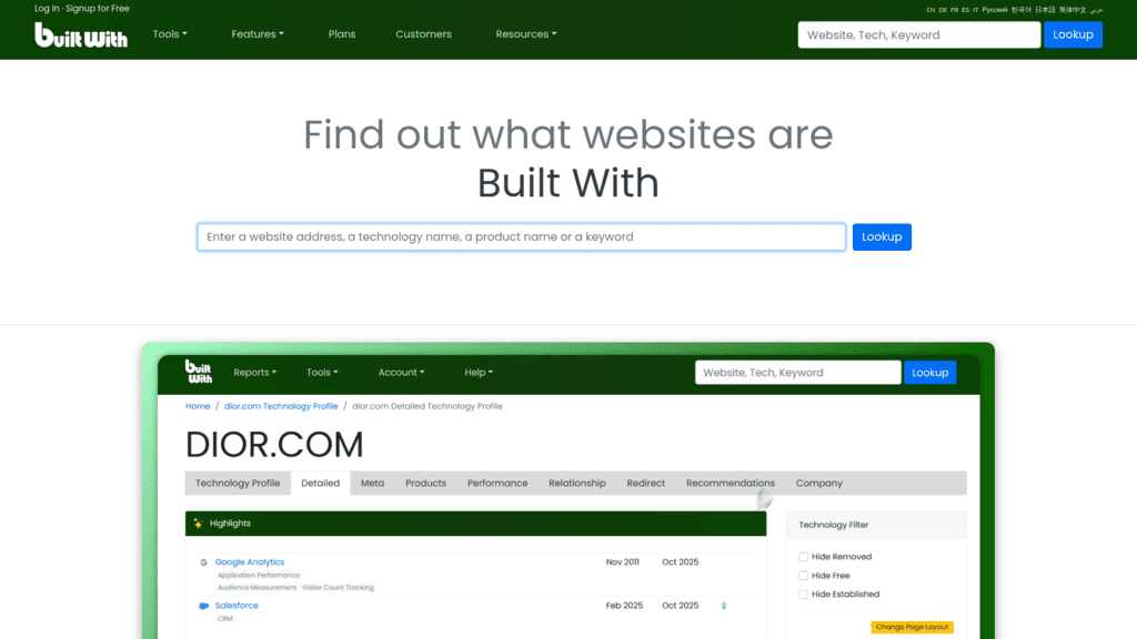BuiltWith as one of the best technographic data apis