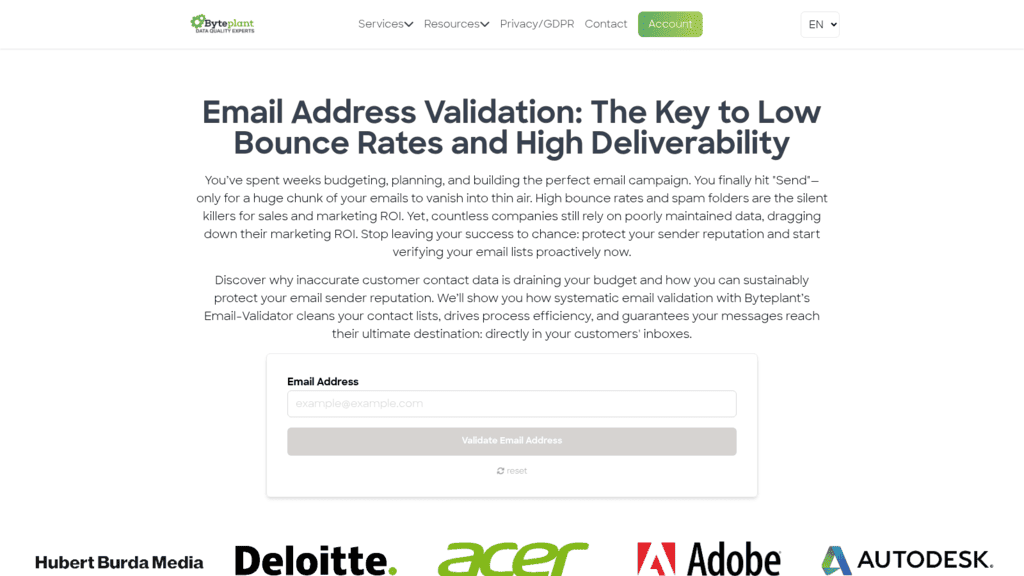 Byteplant as one of the best email validation apis