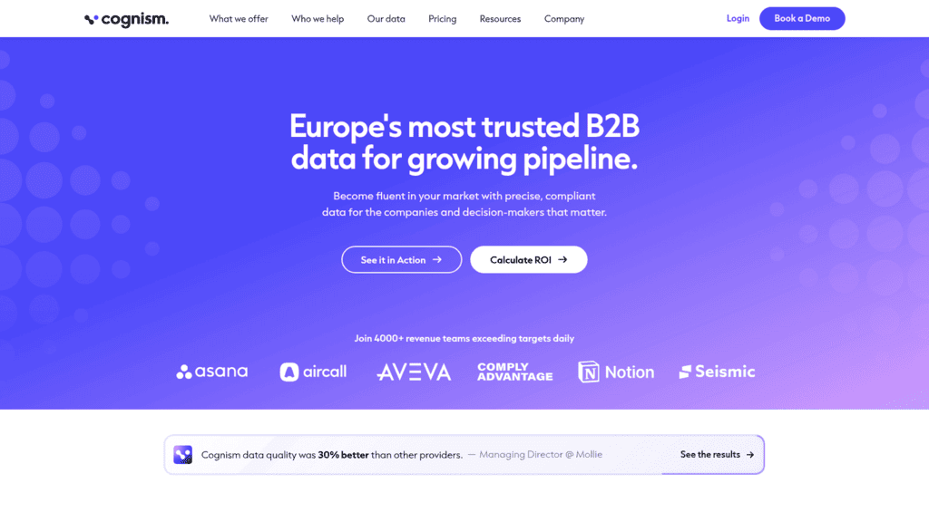 Cognism as one of the best company enrichment apis