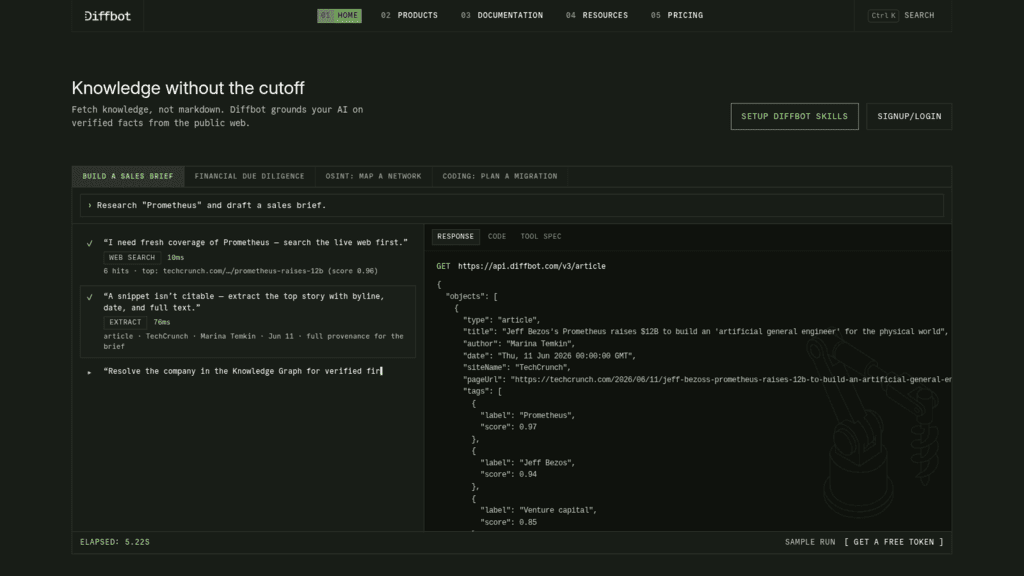 Diffbot as one of the best b2b data apis