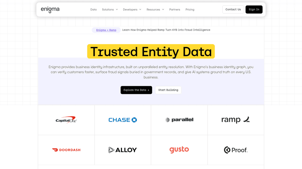 Enigma as one of the best firmographic apis