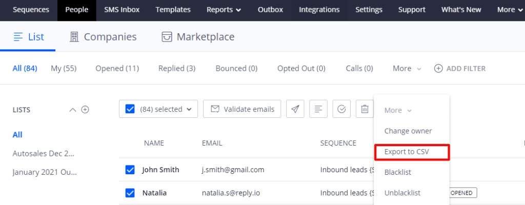 export linkedin sales navigator list with Reply.io