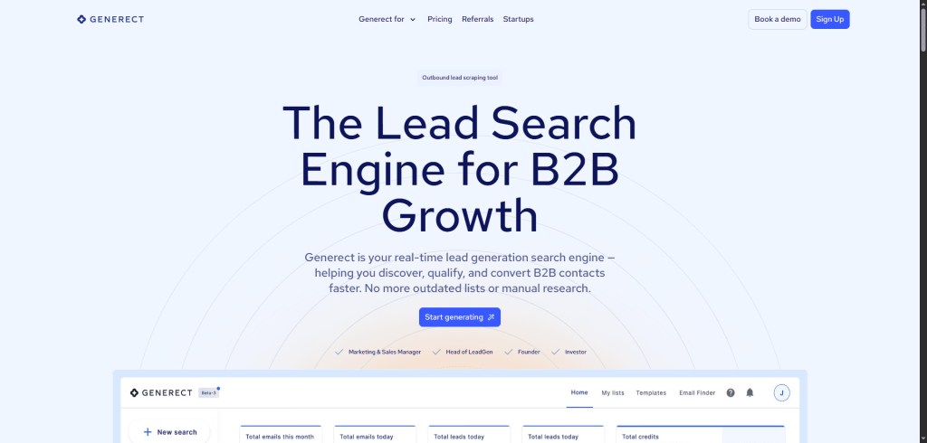 find b2b sales leads Generect