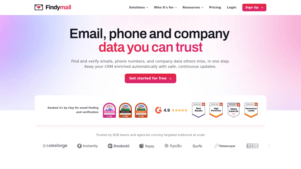 Findymail as one of the best email finder apis