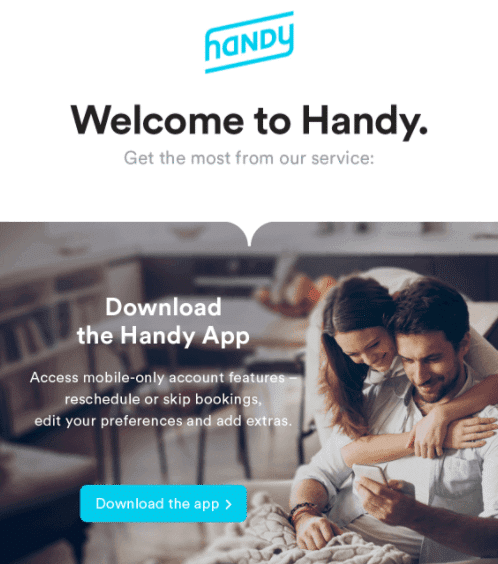 Handy welcome email design