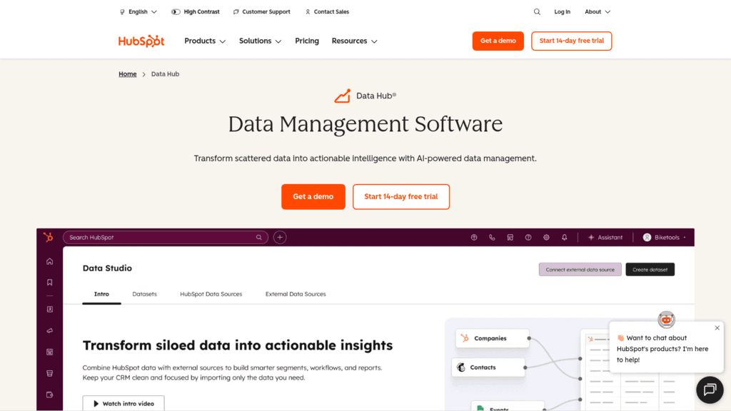 HubSpot Data Hub as one of the best lead enrichment apis